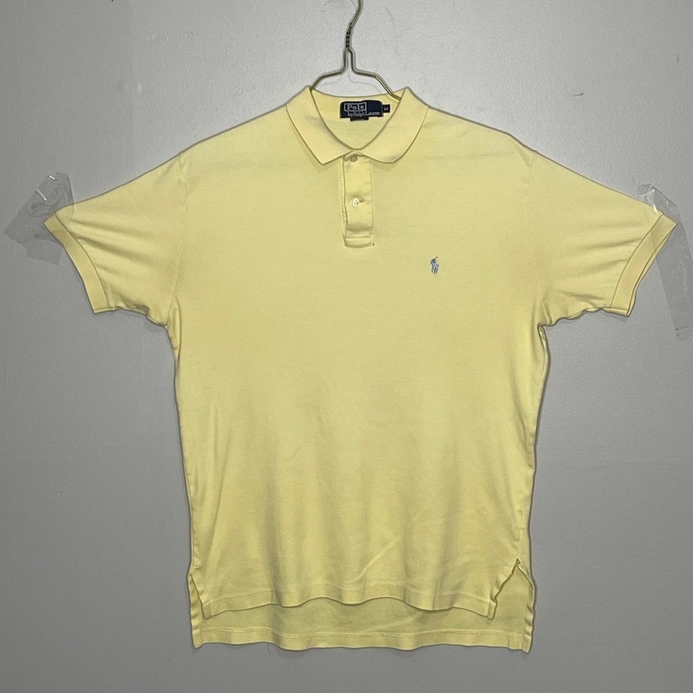 VTG Polo Ralph Lauren Mens‎ Pale Yellow Classic Button Up Down Polo Shirt, Med